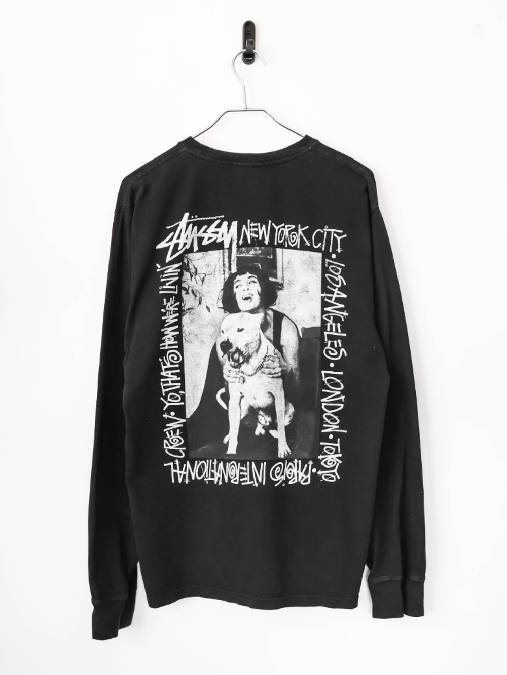 Awesome Vintage Stussy Pigment Dyed How We're Livin Long Sleeve Shirt